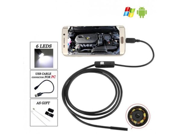 دوربین ( آندوسکوپ ) 1.3 مگاپیکسل لنز 7mm کابل 2 متر ارتباط USB سازگار با ویندوز و اندروید