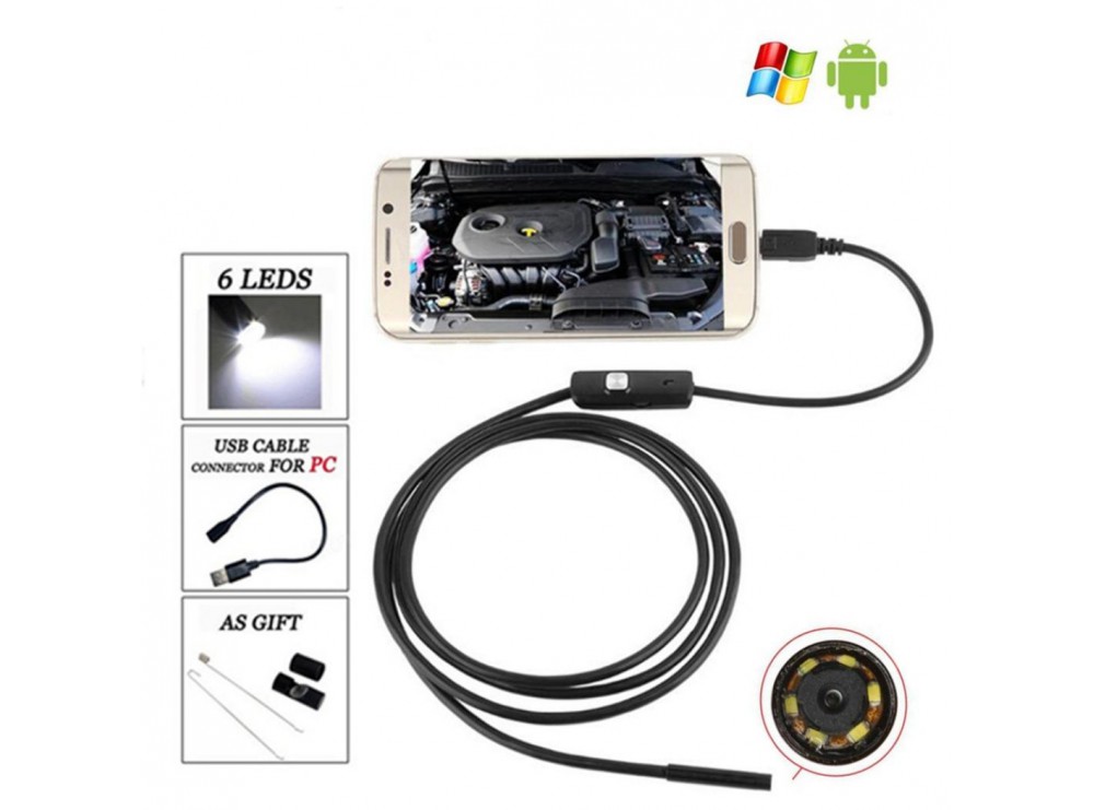 دوربین ( آندوسکوپ ) 1.3 مگاپیکسل لنز 7mm کابل 2 متر ارتباط USB سازگار با ویندوز و اندروید