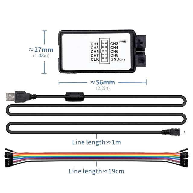 لاجیک آنالایزر USB به همراه بافر 24M 8CH