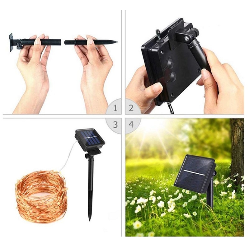 ریسه LED مفتولی باغچهای RGB دارای پنل خورشیدی