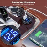 شارژر USB خودرویی روپنلی گرد قرمز دو خروجی فست شارژ QC3.0 با نشانگر ولتاژ