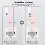 کلید دو پل هوشمند لمسی TUYA سفید با قابلیت کنترل از طریق WiFi و RF433MHz