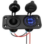 شارژر USB خودرویی روپنلی دوبل فندکی و دو خروجی فست شارژ QC3.0 با ON/OFF لمسی