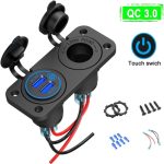 شارژر USB خودرویی روپنلی دوبل فندکی و دو خروجی فست شارژ QC3.0 با ON/OFF لمسی