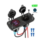 شارژر USB خودرویی روپنلی دوبل فندکی و دو خروجی فست شارژ QC3.0 با ON/OFF لمسی