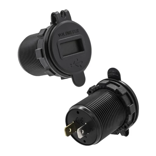 شارژر USB خودرویی روپنلی گرد قرمز دو خروجی فست شارژ QC3.0 با نشانگر ولتاژ