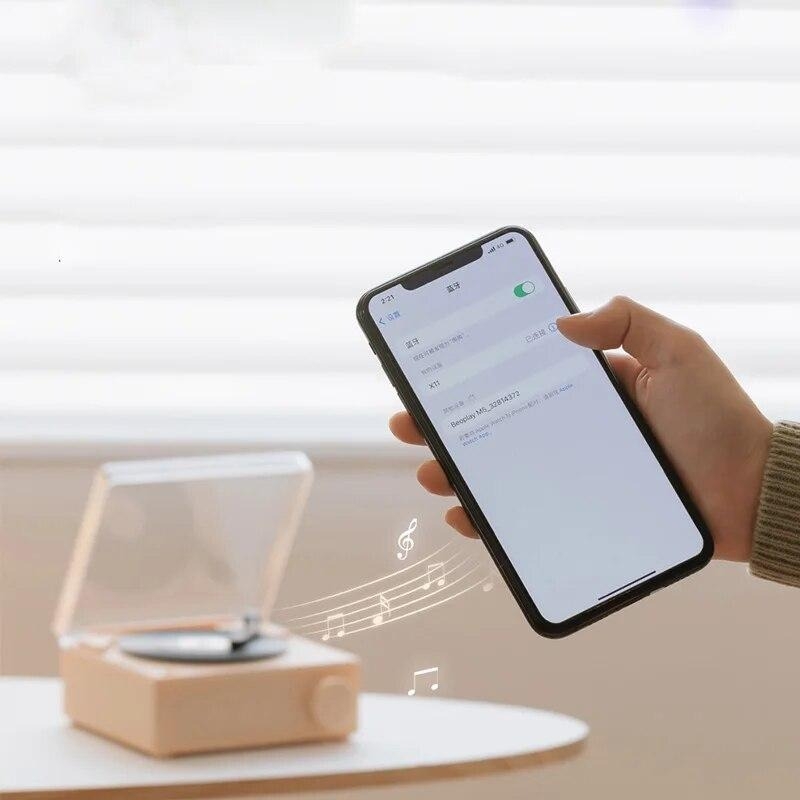 اسپیکر بلوتوثی طرح گرامافون صورتی مدل Round-X11