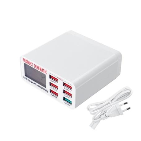 شارژر و تستر USB رومیزی 6 خروجی مدل WLX-896