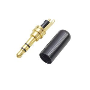 فیش AUX نری 3.5mm استریو بدنه مشکی TRRS با پین آبکاری شده طلایی