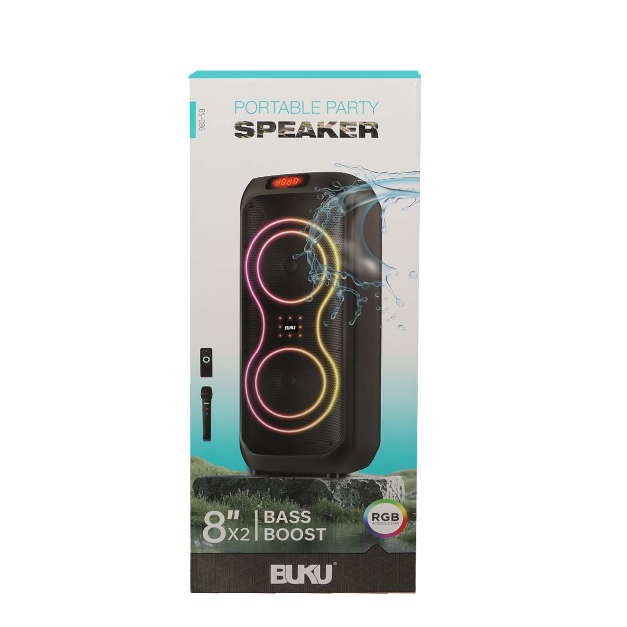 اسپیکر بلوتوثی قابل حمل بوکو مدل BS-086 به همراه میکروفون و ریموت کنترل