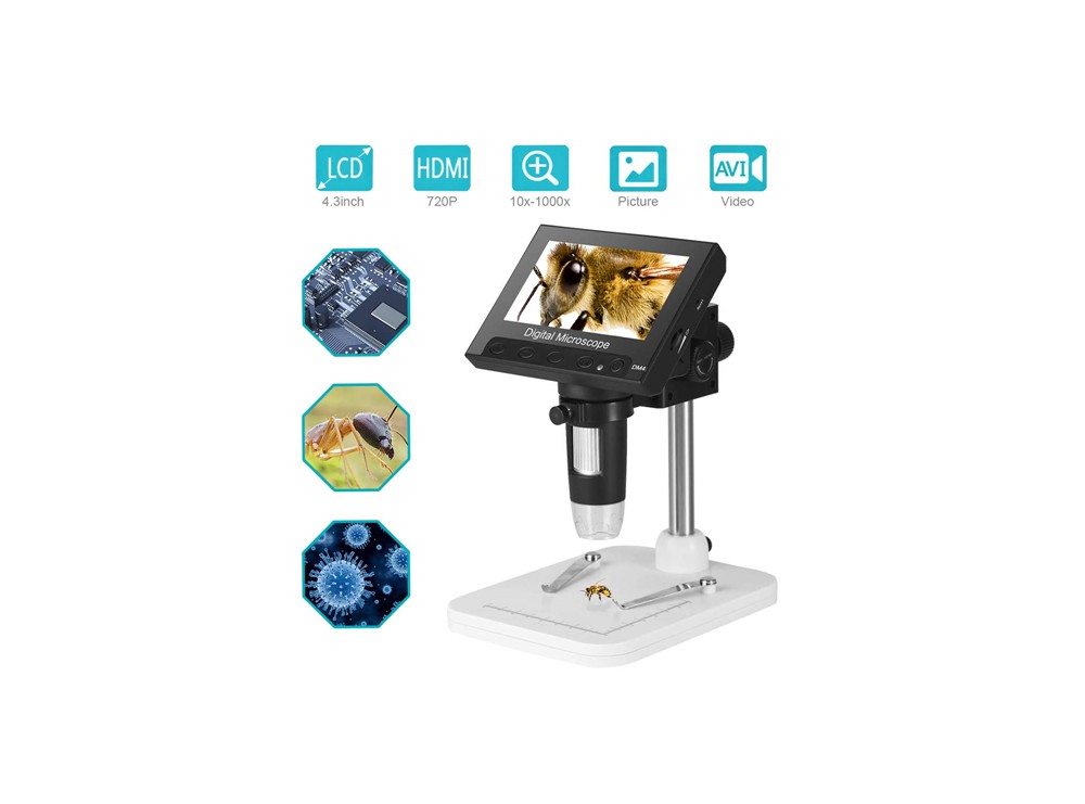 میکروسکوپ دیجیتال 1000X Portable Digital Microscope دارای نمایشگر 4.3 اینچی مدل DM4