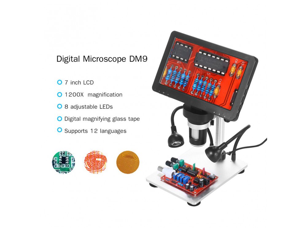 میکروسکوپ دیجیتال پرتابل 1200X مدل DM9 با نمایشگر 7 اینچی