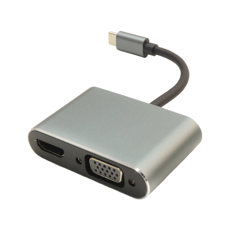 تبدیل 4 کاره همه کاره تایپ سی (هاب 4 پورت HDMI و VGA و USB و PD)