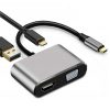 تبدیل 4 کاره همه کاره تایپ سی (هاب 4 پورت HDMI و VGA و USB و PD)