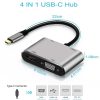 تبدیل 4 کاره همه کاره تایپ سی (هاب 4 پورت HDMI و VGA و USB و PD)