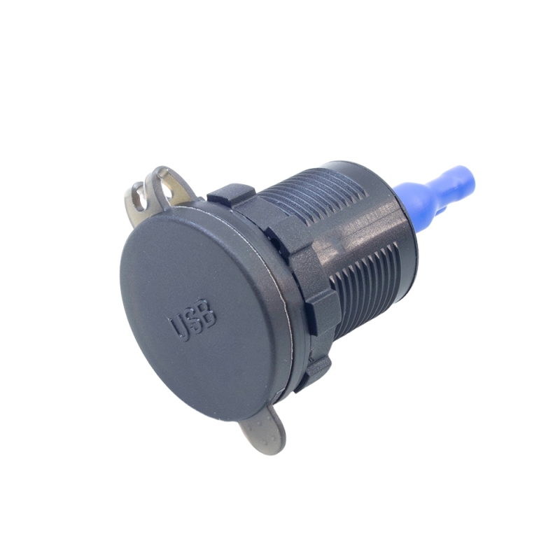 شارژر USB خودرویی روپنلی گرد با دو خروجی USB فست شارژ QC3.0 و نمایشگر ولتاژ، کلید ON/OFF