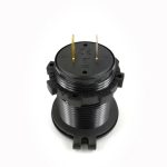 شارژر USB خودرویی روپنلی گرد قرمز QC3.0 + Type-C با نمایشگر ولتاژ و کلید ON/OFF