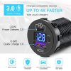 شارژر USB خودرویی روپنلی گرد قرمز QC3.0 + Type-C با نمایشگر ولتاژ و کلید ON/OFF