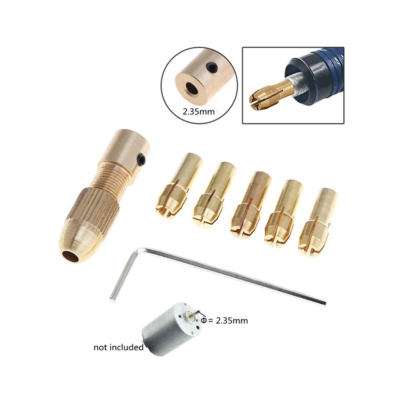 ست سه نظام پنج سر با قطر شافت 2.35mm و سایز مته 0.8mm تا 3mm