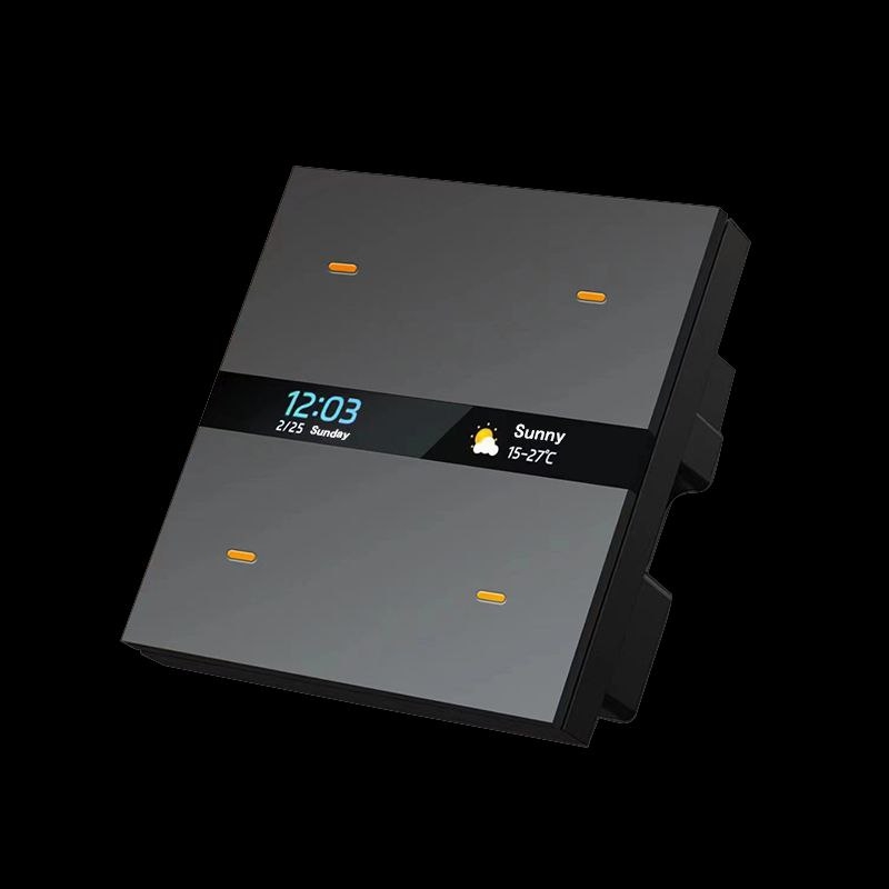 کلید چهار پل هوشمند TUYA مشکی دارای نمایشگر با ارتباط ZigBee مدل M8 PRO