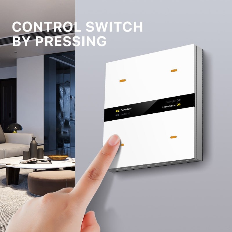کلید چهار پل هوشمند TUYA مشکی دارای نمایشگر با ارتباط ZigBee مدل M8 PRO
