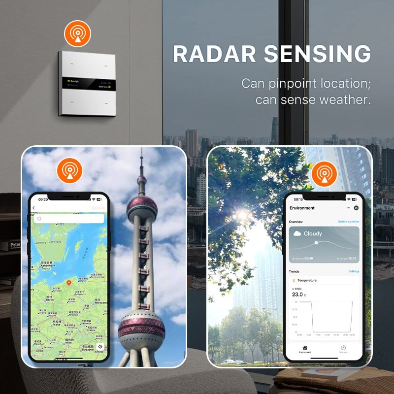 کلید چهار پل هوشمند TUYA مشکی دارای نمایشگر با ارتباط ZigBee مدل M8 PRO