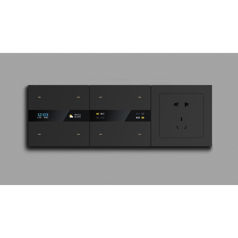 کلید چهار پل هوشمند TUYA مشکی دارای نمایشگر با ارتباط ZigBee مدل M8 PRO